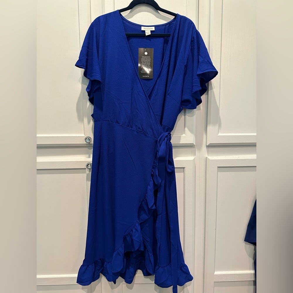 22/24W Loralette Blue Flutter Sleeve Midi Sundress